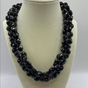 Elegant Black Beaded Necklace Statement Large Bold